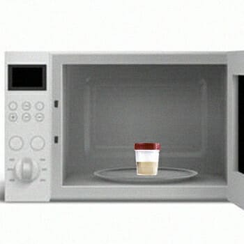 A urine sample in a microwave